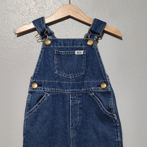 KEY Denim Overalls 12 Months Baby Boy Blue Farmcore Blue Collar Country Western - Picture 3 of 12